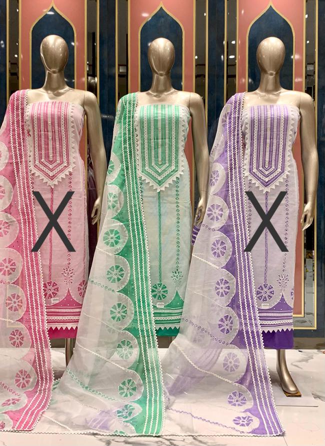 Kota Doriya Pista Green Party Wear Embroidery Work Punjabi Dress Material
